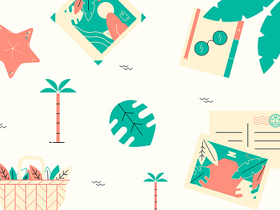 Tropicalia beach forest holiday icon illustration palm sea summer tree tropical vector volcano