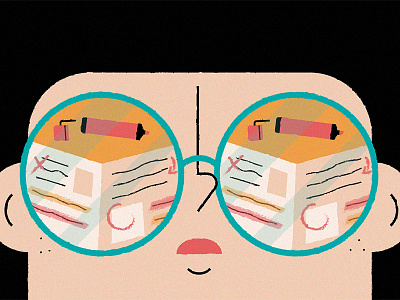 Visualize books editorial girl glasses illustration learn marker reading study