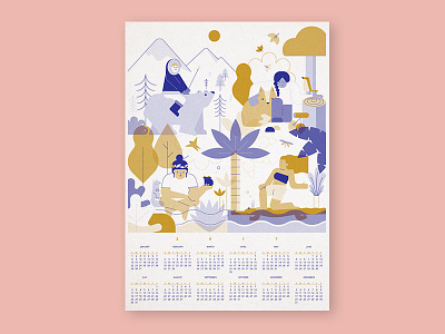 Poster Calendar 2017 2017 calendar girls goddess illustration nature poster print riso seasons