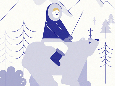 Back in Berlin ❅ bear cold girl hunter illustration mountain polar bear poster snow winter