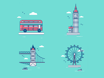 Trip to London big ben bridge bus icon illustration london london eye tourist uk vector