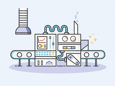 Incredible Machine app factory icon illustration machine magic onboard product production work