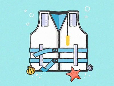 Safety icon illustration life fest safe safety sea shells star vest