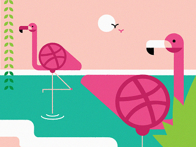 2 wild invites draft dribbble dribbblers flamingo invitation invite pink summer sun tropical wild
