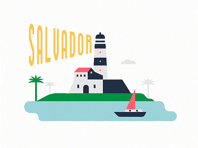 Salvador boat brasil brazil filter illustration light lighthouse salvador sea tropical