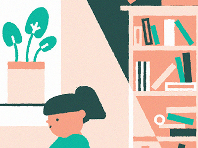 Light books editorial illustration light plants preview shadow sun window