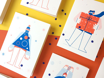 Postcards! friends gift holiday illustration postcard print risograph sweater