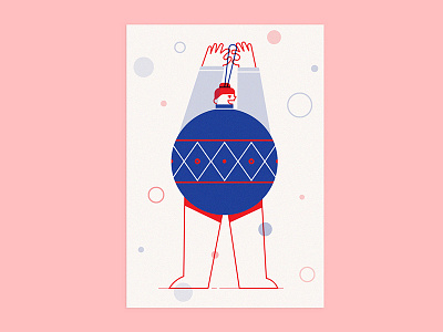 Happy Friday! ball card christmas decoration fun girl holidays illustration postcard print riso