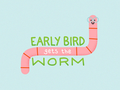 Worm bird cute illustration kids saying worm