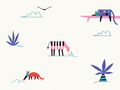 Music Jungle beats music flyer jungle anteater leopard zebra character vector illustration