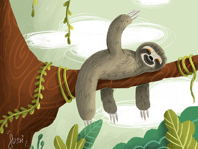 Happy Sloth Boris animal illustration book illustration cartoon character children illustration design drawing illustration