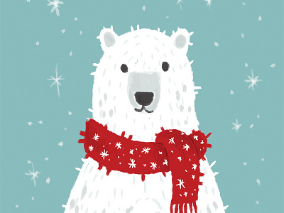 Polar Bear cartoon character design drawing holiday card illustration shot winter