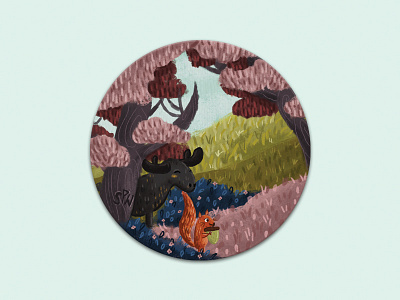 Forest friends animals illustrated cartoon character coasters design drawing forest forest animals illustration playoffs sticker mule
