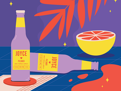 A comfortable spill beer label grapefruit illustration illustration art spill summer