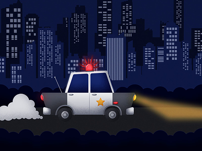 Officer Teddy animation auto bear car character city cop cute design illustration law lights motion graphics night officer shade siren smoke ui vector