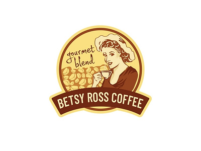 Betsy Ross Coffee american betsy ross characters heroes illustration logo vector