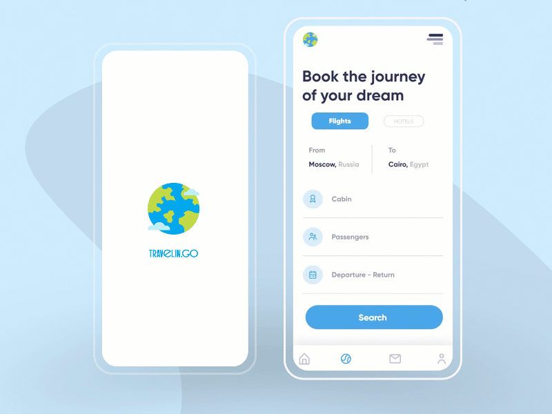 Travelin.GO animated app dailyui design flat minimal ui website