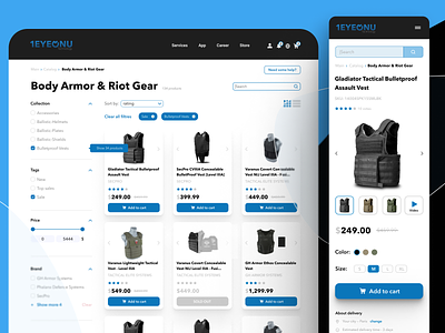 1EyeOnU — ECommerce Design Tactical Security Stuff design ecommerce illustration minimal shop store ui web website