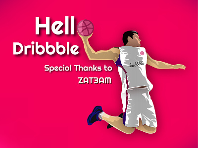 Hello Dribbble basketball dribbble dunk hello hello dribbble pink slam dunk vector welcome