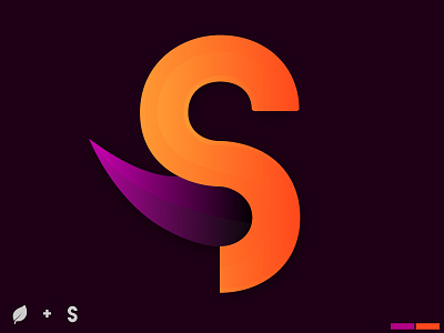 S + Leaf branding design flower leaf letter logo logo design orange purple saffron