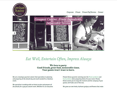 Private Knives website caterer design layout logo web website wordpress