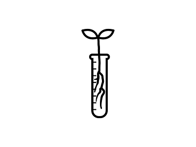 Test Tube Plant icon line logo plant science sprout test tube vector