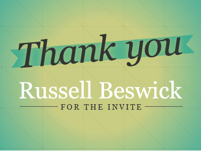 Thank You Russell debut georgia gradient grid invite thank you thanks type typography