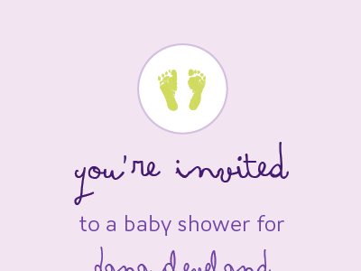 Baby Shower Invite baby design feet footprint handwriting invitation invite print purple shower tiny youre invited