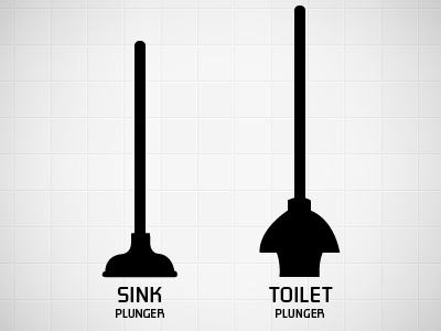PUBLIC SERVICE ANNOUNCEMENT- plunger types vector icon psa plunger toilet