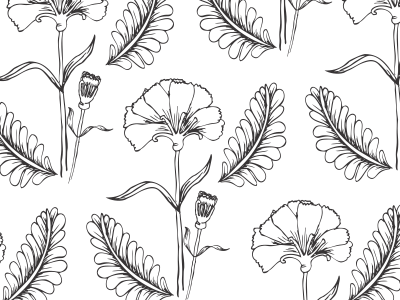 Flower Pattern carnation drawing flowers illustration ink line pattern pen sketch