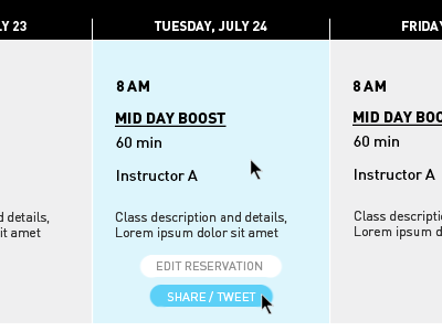 Class Calendar calendar design hover selected share ui web