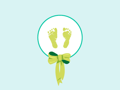 Baby Shower Invite baby bow circle design feet foot footprint green invitation invite pastel print shower turquoise vector