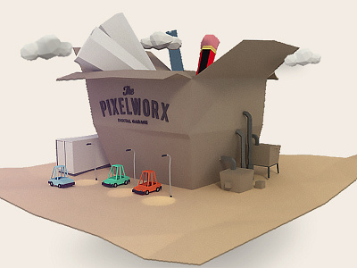 Factory 3d illustration lowpoly