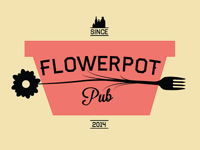 Flowerpot Pub 2014 bar beer bottle bottles flower flowerpot fork logo pot pub since