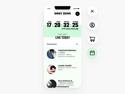 Countdown to your next Gig concert countdown dailyui event figma gig mobile navigation ui ux