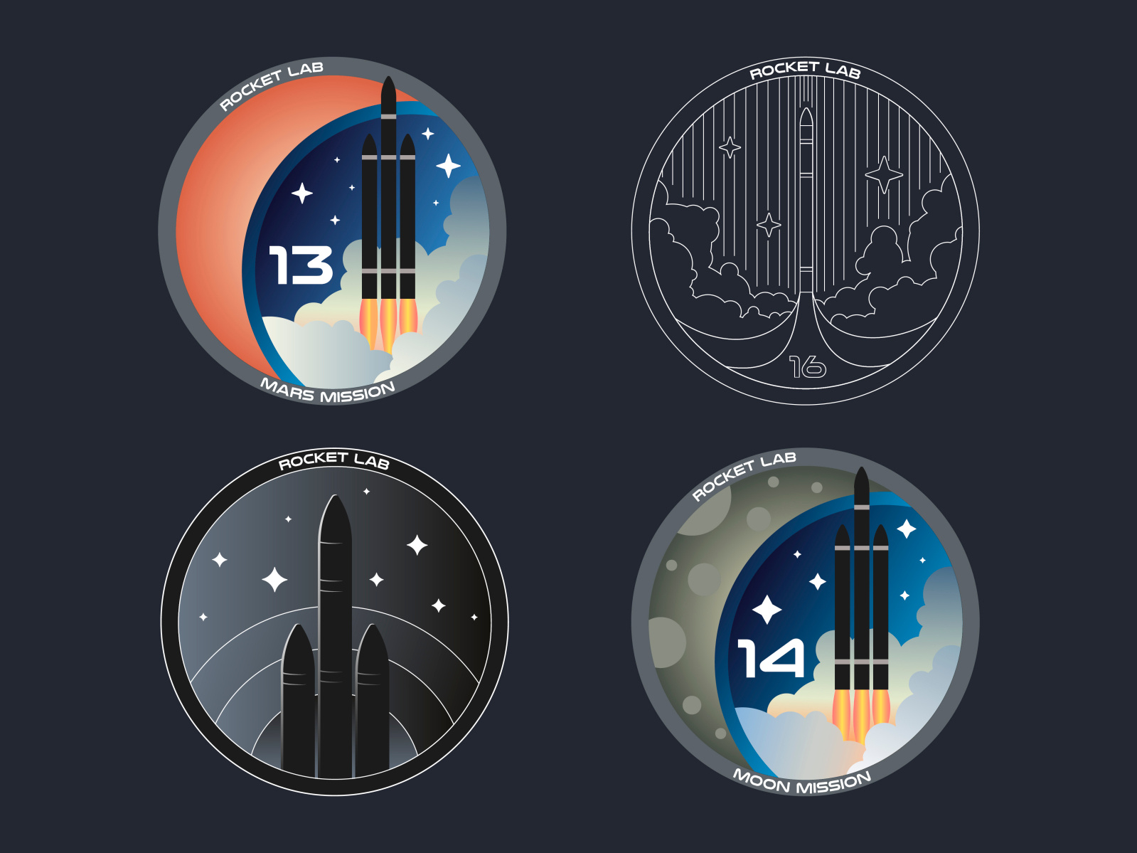 Rocket lab patches competition by Rinat Murtazin🚀 on Dribbble