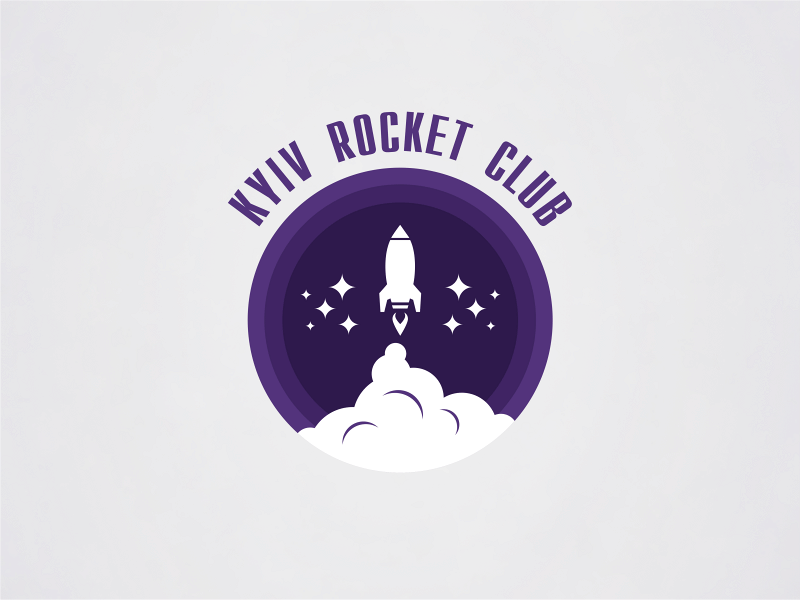 Kyiv Rocket Club animation 2d ae after effects animated animation fly gif logo rocket rocketry smoke stars