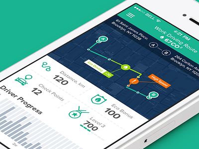 Smart Driving Application Concept app apple application concept design flat fuel ios iphone mobile retina ui