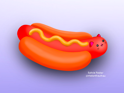 Hotdog Kitty cat digital art digital drawing graphic design hotdog illustration kawaii procreate