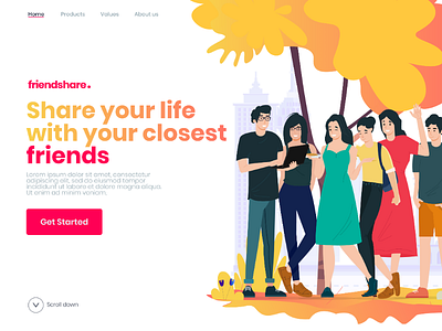 Friendshare. landing page concept