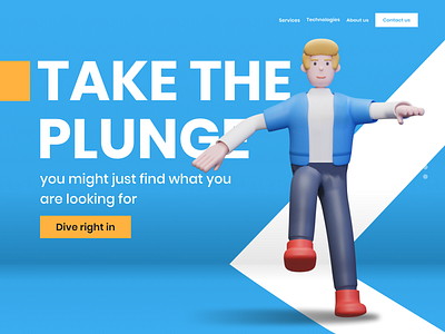 Take the plunge 3d character characterdesign designing landingpage sketch typography ux webui