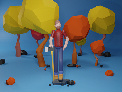 Lumberjack 3d illustration 3d 3d art blender character design designing illustration