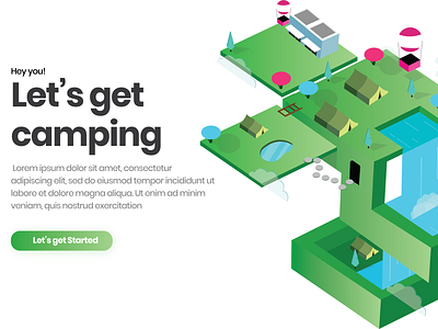 isometric illustration Camping Web Ui