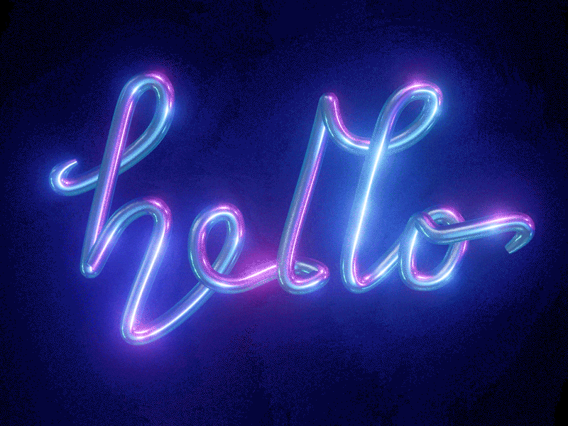 Greetings neon sign rendering 3d animation graphic design lettering logo neon
