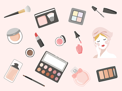 Make Up beauty cosmetics design girl illustration makeup sticker