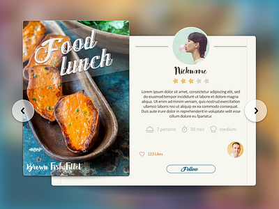 Food card - tablet app app card concept dribbble food gallery social tablet