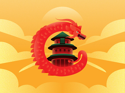 36daysoftype_c 36 36daysoftype 36daysoftype07 36daysoftype2020 @36daysoftype china design dragon illustraion illustration temple