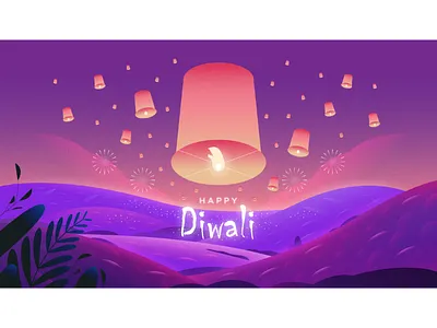 Happy Diwali 2020 background design diwali diya festival fire works happy diwali illustration india plants sky lamp