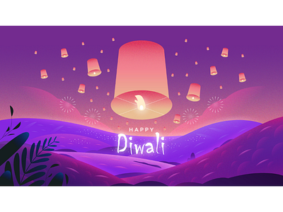 Happy Diwali 2020 background design diwali diya festival fire works happy diwali illustration india plants sky lamp