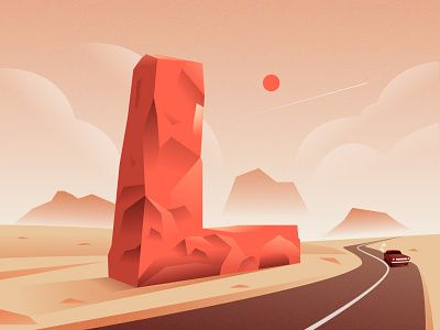 L 2021 36 36daysoftype branding canyon car design illustration india l letter london red road sky sun typo typogaphy ui usa